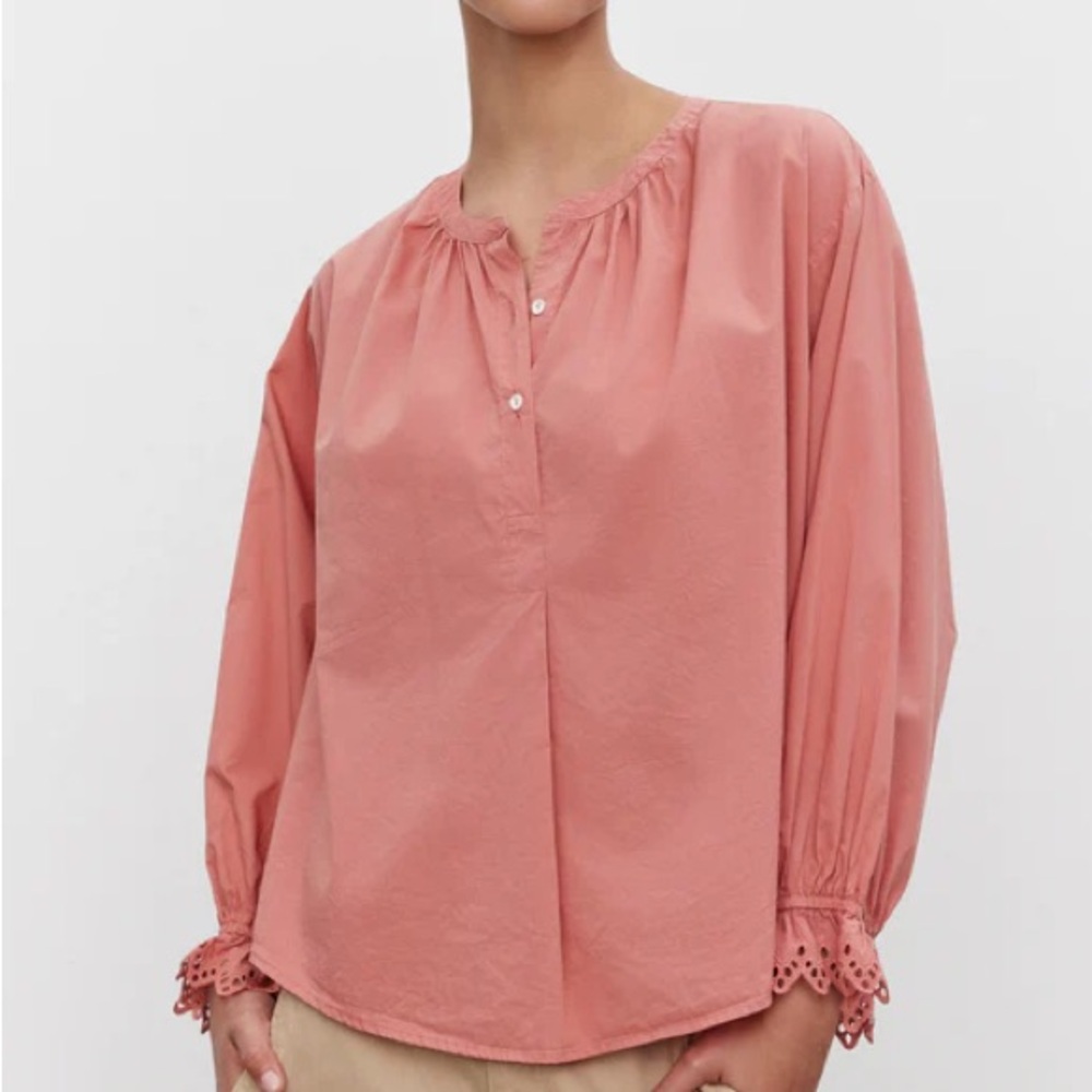 $189 NWT Pink Velvet by Graham & Spencer “Jacoba” Cotton Top Blouse Sz Small